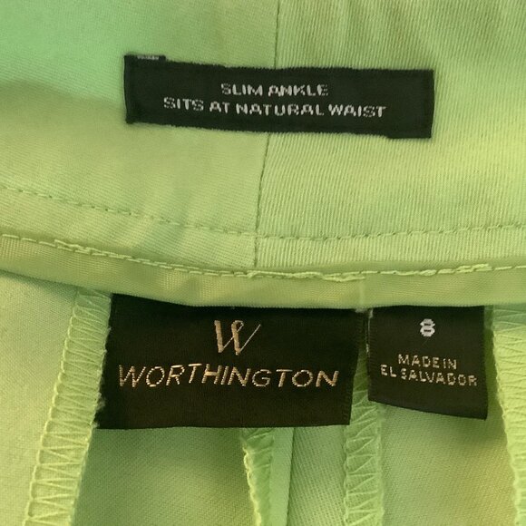 Green Dress Pants Worthington Slim Ankle Sz 8 - Picture 10 of 11